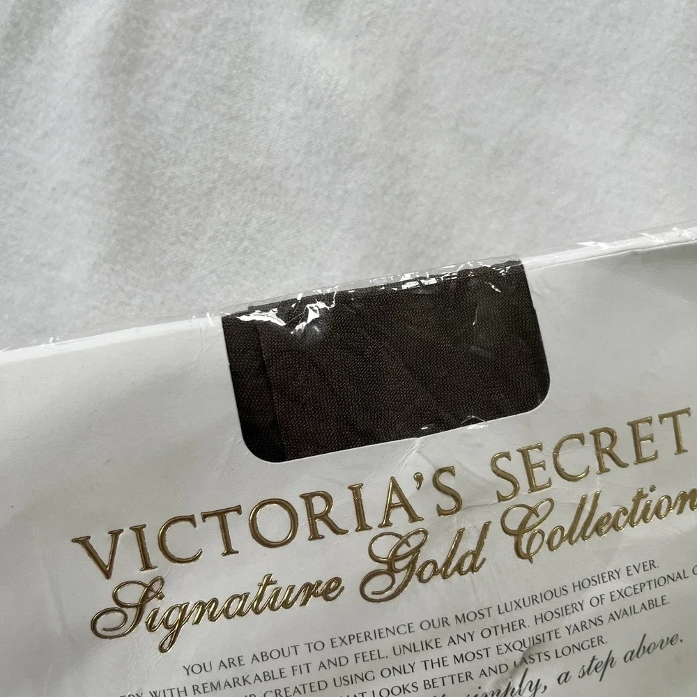 Rare Vtg Victoria's Secret Signature Gold Sheer Vitality Shaper Hosiery M Mink
